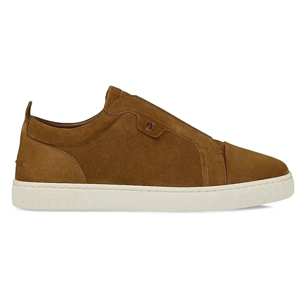 Christian Louboutin Mens St Louis Flat Rhea Brown Suede Low Top Sneakers 47 14